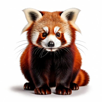a red panda sitting on a black background