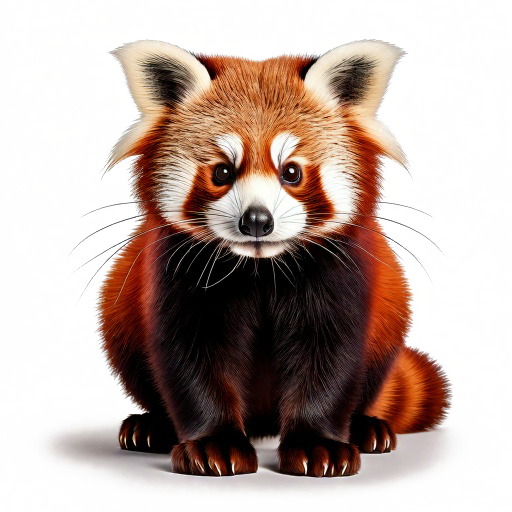 a red panda sitting on a black background