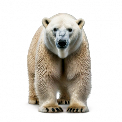 a polar bear standing on a black background