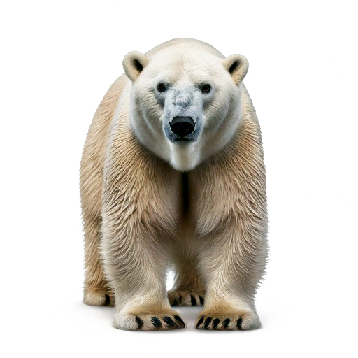 a polar bear standing on a black background