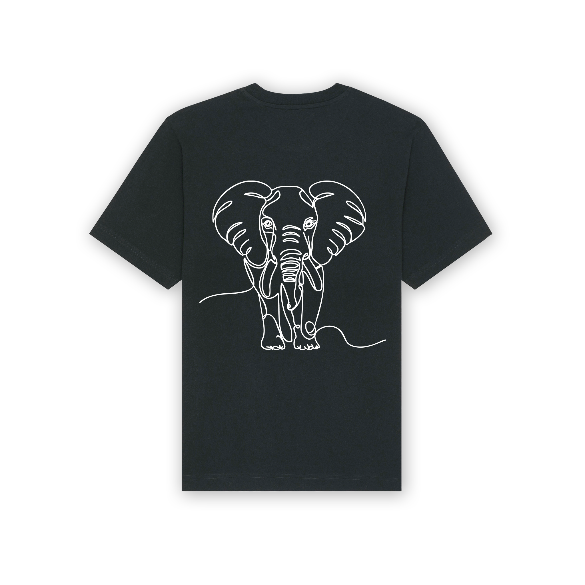 a black shirt with white elephant on it
