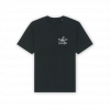 a black t-shirt with white text