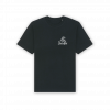a black t-shirt with white text