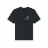 a black t-shirt with white text