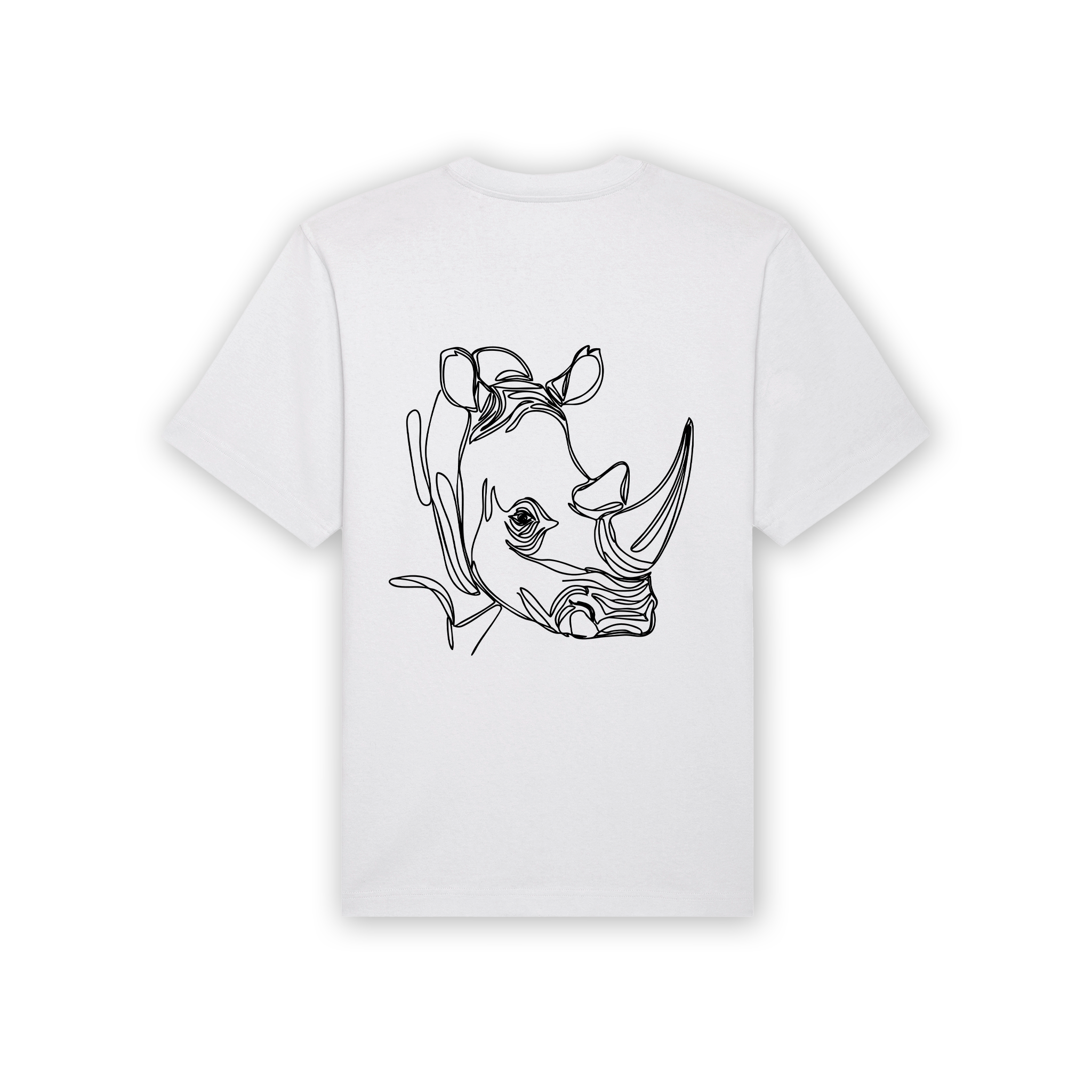 a white t-shirt with a black design on it