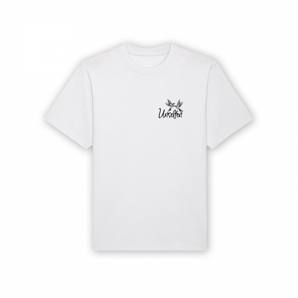 a white t-shirt with black background